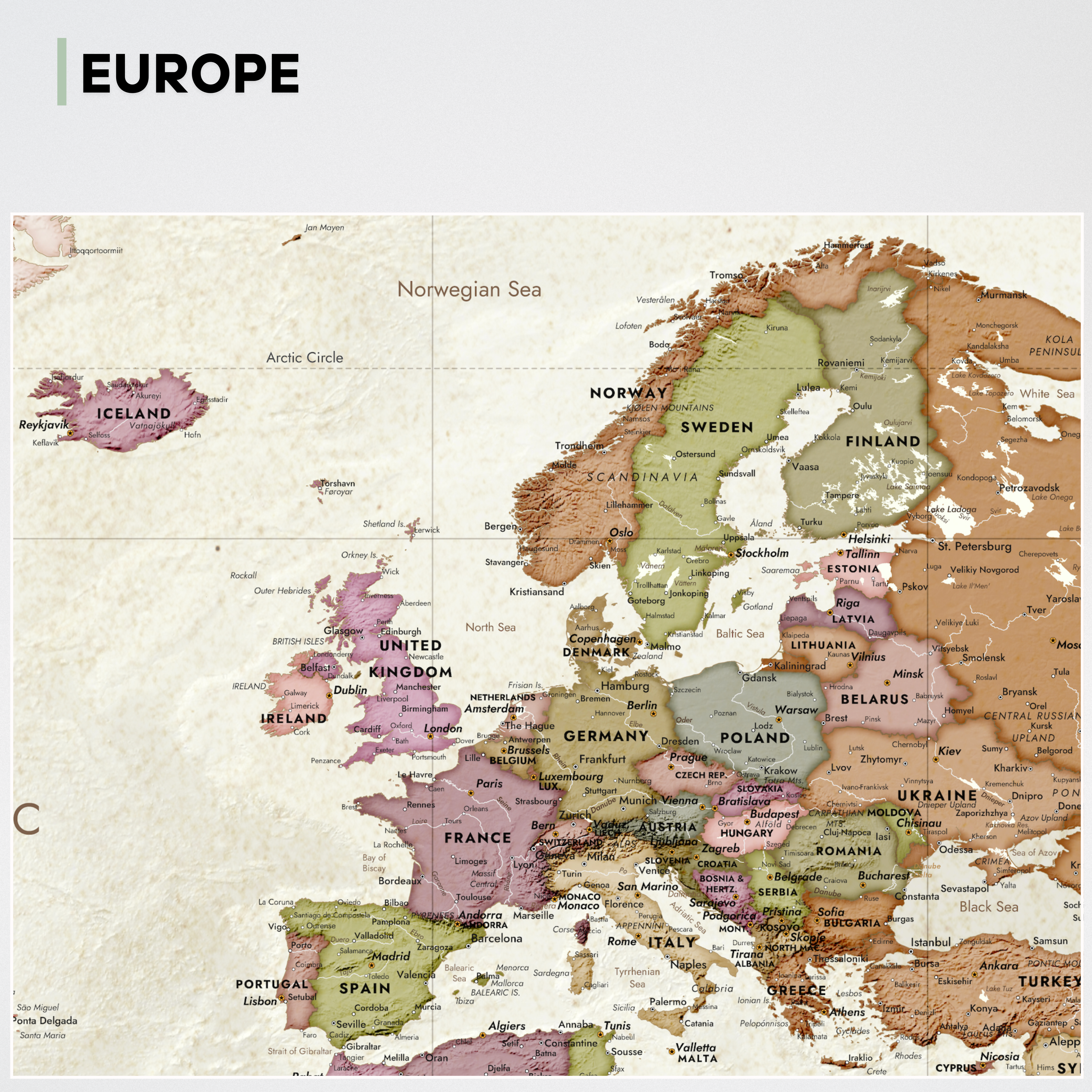 World map Golden Meridian
