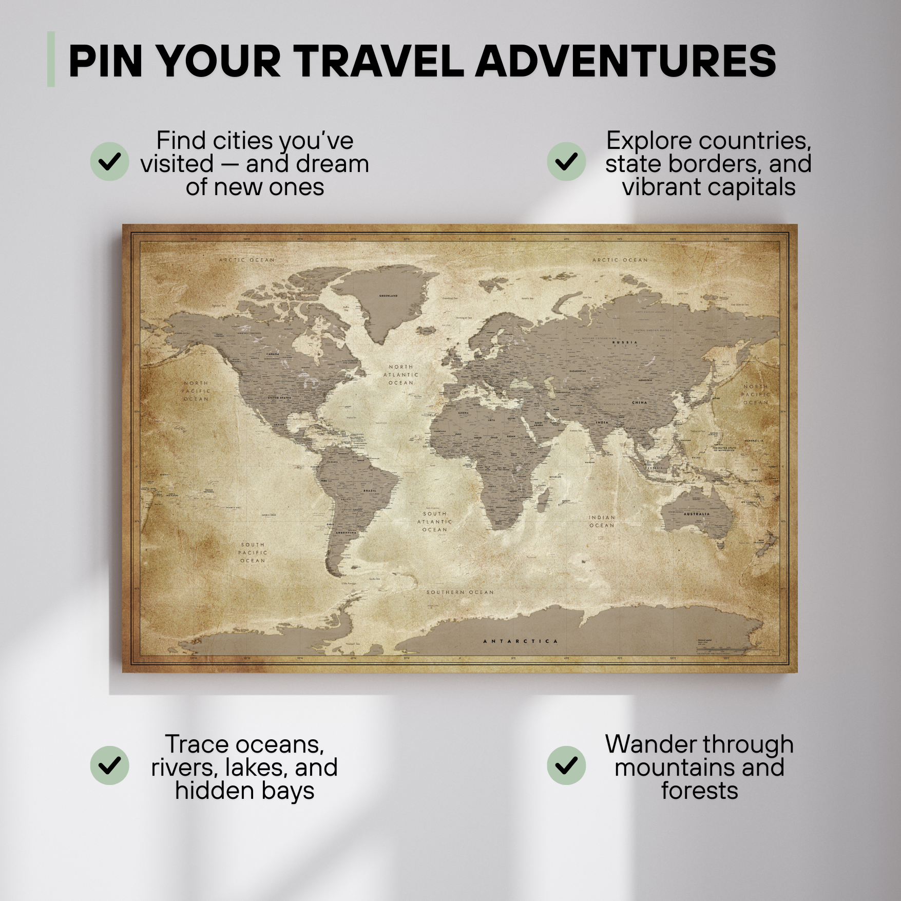 World map Golden Meridian