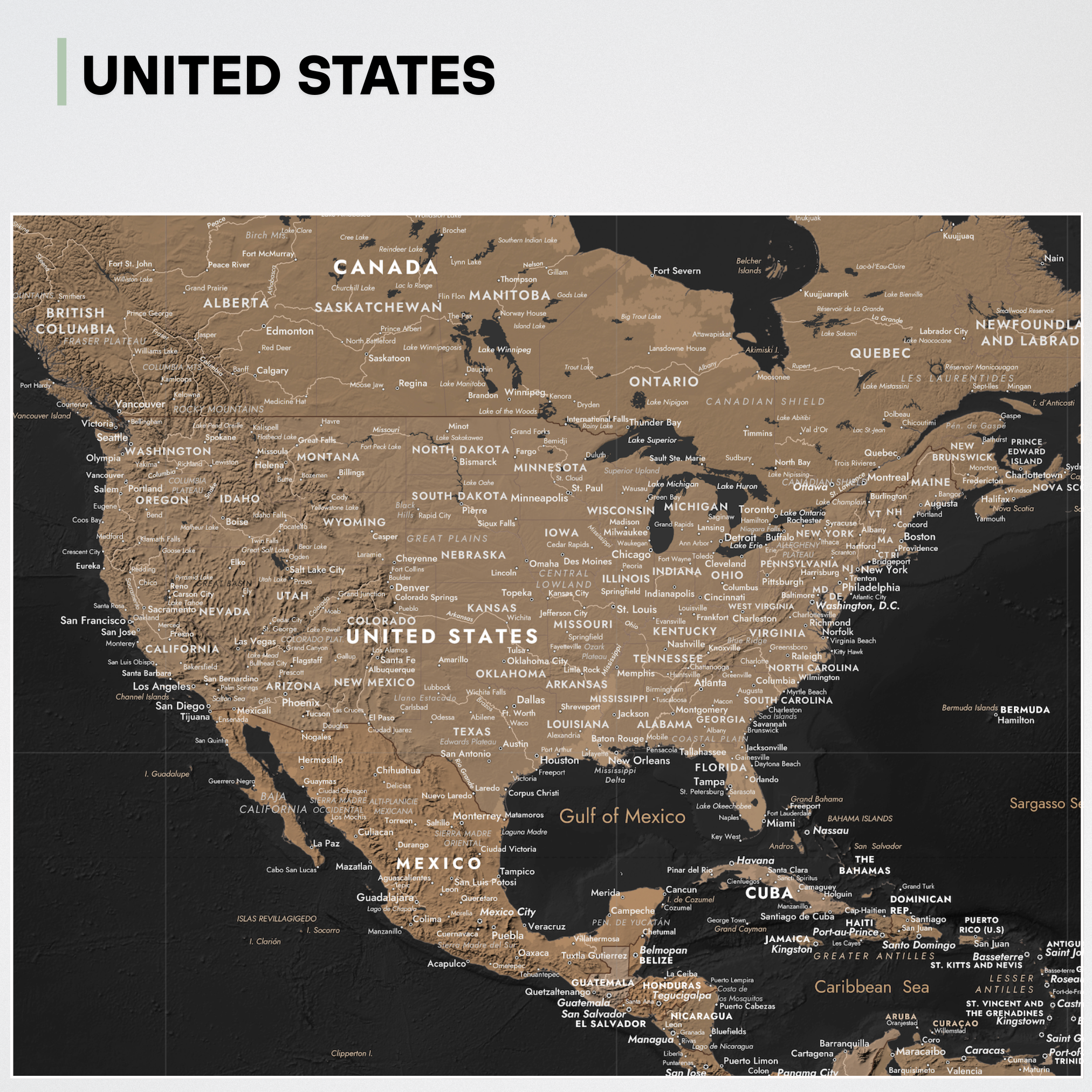 World map Night Canyon
