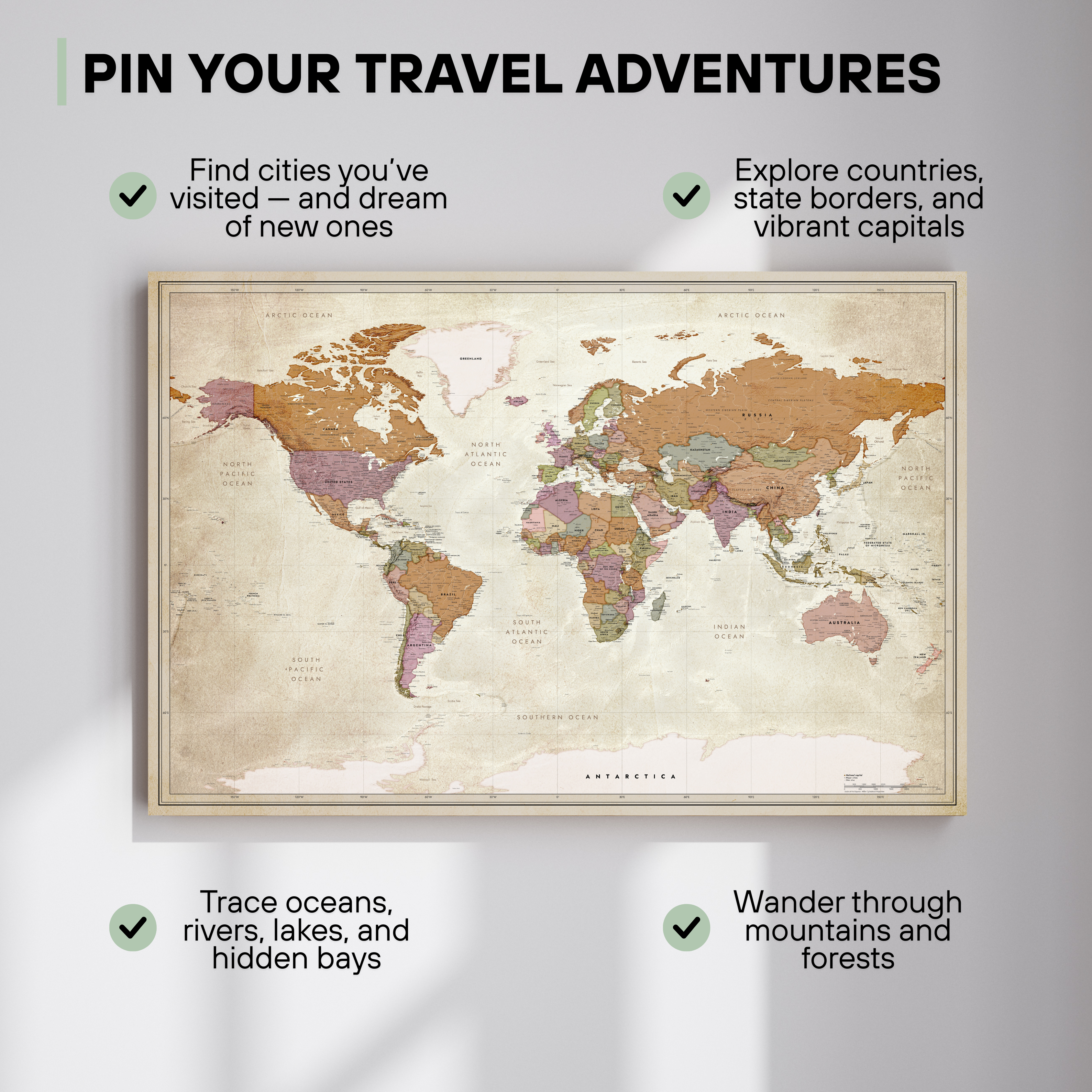 World map Vintage Tones