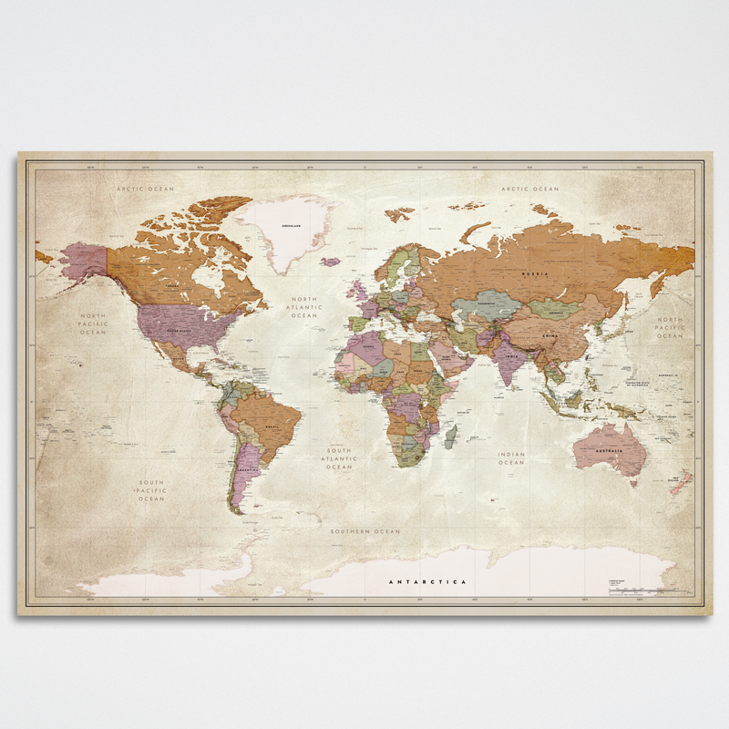 World map Vintage Tones
